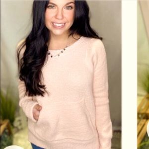 Fate Terry Kangaroo Pocket Sweater (color: blush)